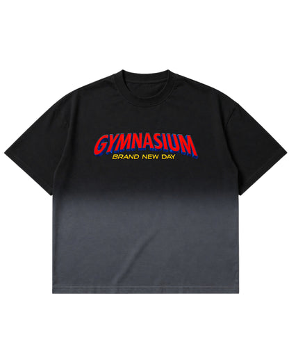 Black Ombré Wash Boxy Fit T-shirt Front Design
